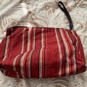 Lancome Cosmetic /Make up Bag Red and Black Striped Pre-owned